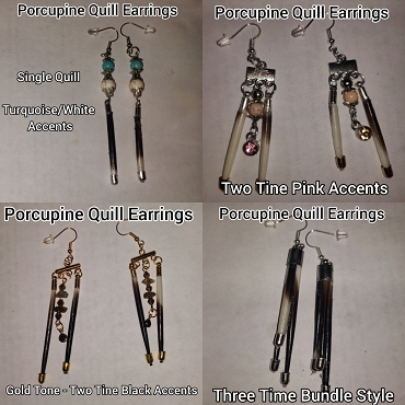 Pre-made Real Porcupine Quill Earring Sets